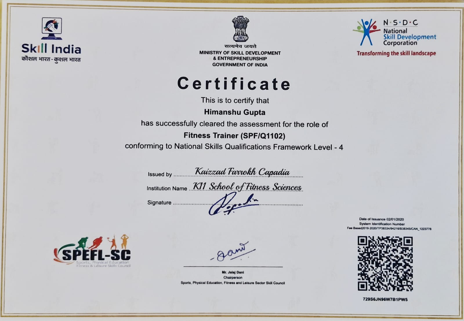 Fitness Trainer Level 4 NSQF – NSDC