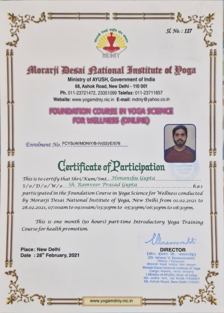 Foundation Course in Yoga Science for Wellness – MDNIY